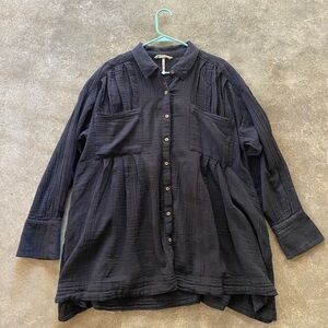 Free People The Voyager Black Tunic Shirt Dress